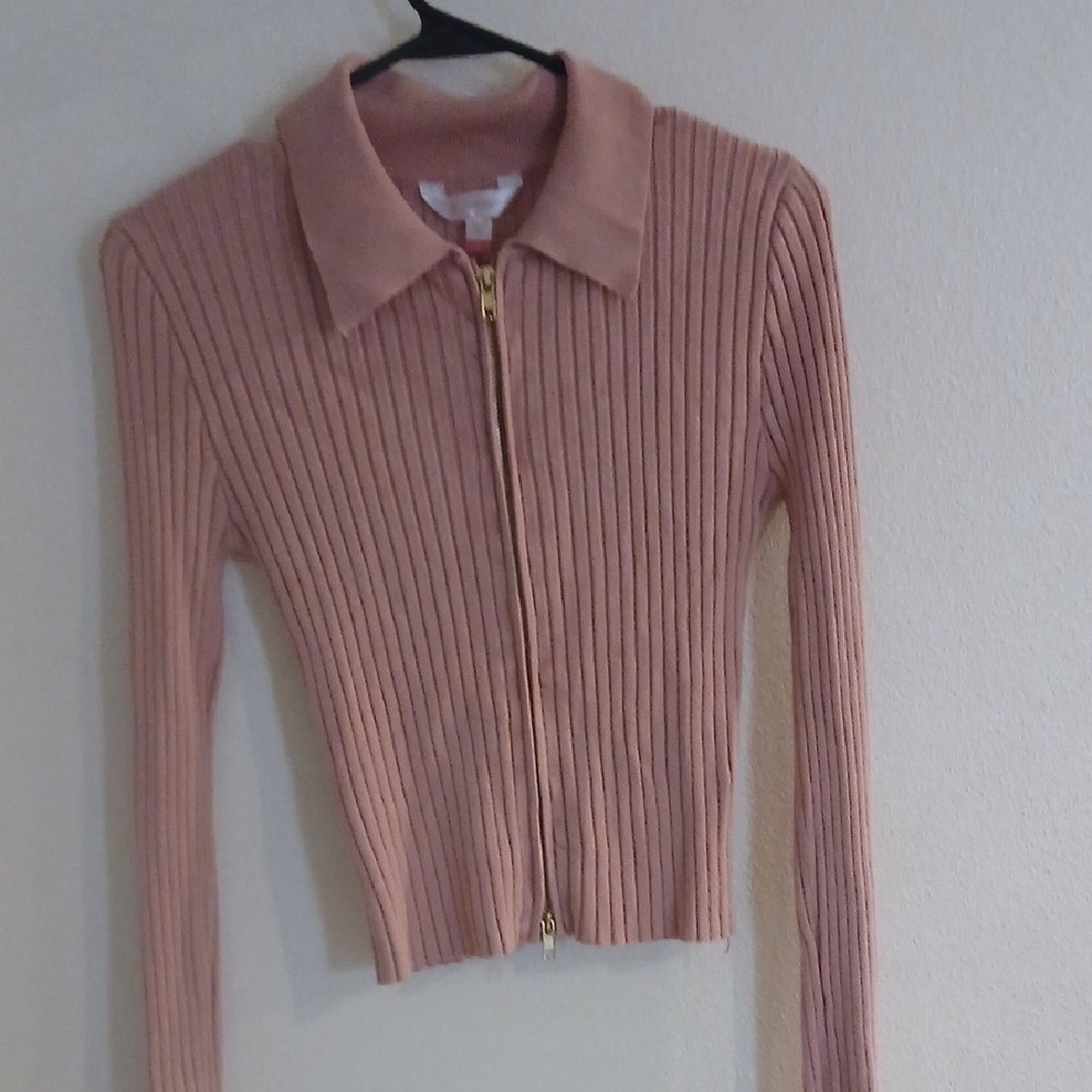 NOBO Blush Ribbed Zip Cardigan